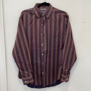 Johnston & Murphy Striped Tailored Fit Shirt Cotton Size Medium
